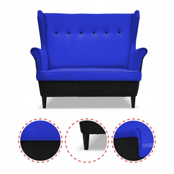 Zestaw wypoczynkowy ARI DUO sofa fotele czarno - niebieski - obrazek 4