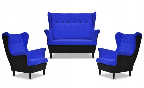 Zestaw wypoczynkowy ARI DUO sofa fotele czarno - niebieski - obrazek 9