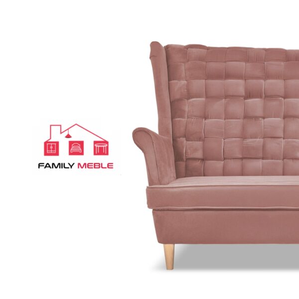Zestaw wypoczynkowy Carol sofa fotele pufy paski różowy - obrazek 3