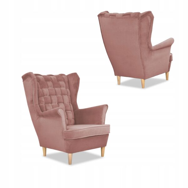 Zestaw wypoczynkowy Carol sofa fotele paski różowy - obrazek 7