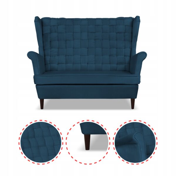 Zestaw wypoczynkowy Carol sofa fotele pufy paski granatowy - obrazek 4