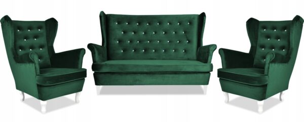 Zestaw wypoczynkowy mebli uszak Diana sofa fotele skandynawskie