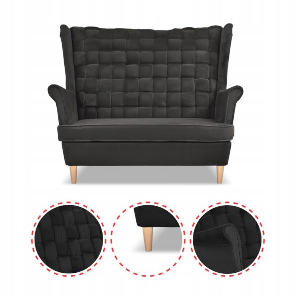 Zestaw wypoczynkowy Carol sofa fotele paski grafitowy - obrazek 4