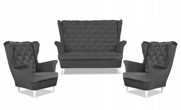 Zestaw wypoczynkowy Carol sofa fotele paski grafitowy - obrazek 9