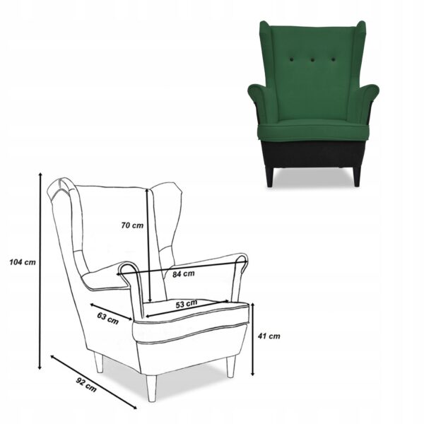 Zestaw wypoczynkowy ARI DUO sofa fotele pufy czarno - zielony - obrazek 8