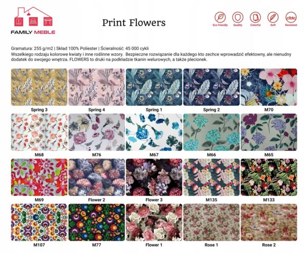Zestaw wypoczynkowy mebli uszak ARI Print sofa fotele skandynawskie - obrazek 13