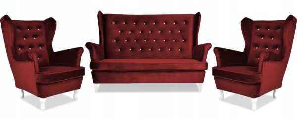 Zestaw wypoczynkowy mebli uszak Diana sofa fotele skandynawskie