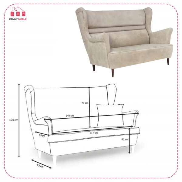 Zestaw wypoczynkowy mebli uszak Zoja sofa fotele pufy komplet nowy - obrazek 5