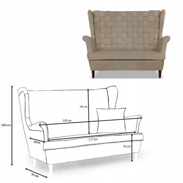 Zestaw wypoczynkowy Carol sofa fotele paski beżowy - obrazek 6