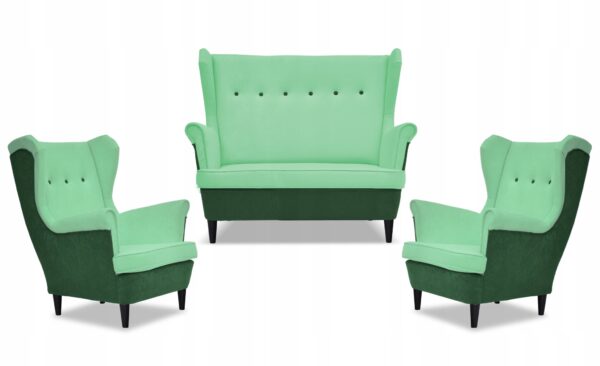 Zestaw wypoczynkowy ARI DUO sofa fotele zielono - miętowy - obrazek 9