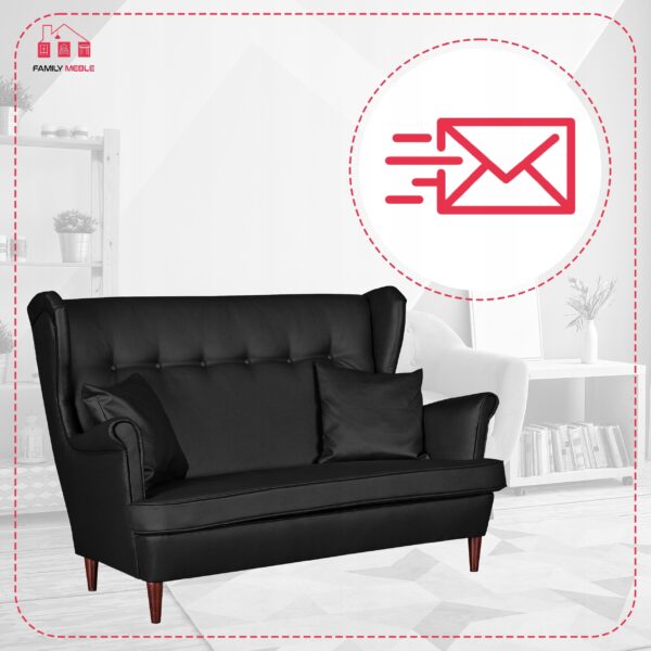 Zestaw wypoczynkowy mebli uszak Eko skóra sofa fotele pufy komplet - obrazek 4