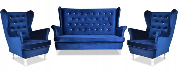 Zestaw wypoczynkowy mebli uszak Diana sofa fotele skandynawskie