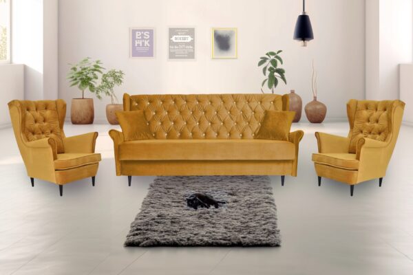 Skandynawski zestaw wypoczynkowy sofa 2 fotele Gaja ZIELONY - obrazek 2
