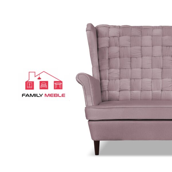 Zestaw wypoczynkowy Carol sofa fotele paski różowy - obrazek 3