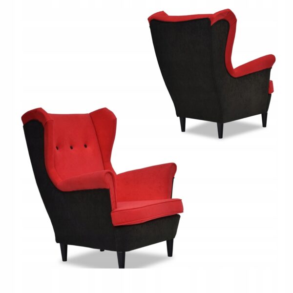 Zestaw wypoczynkowy ARI DUO sofa fotele czarno - czerwony - obrazek 7