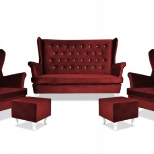 Zestaw wypoczynkowy mebli uszak Diana sofa fotele pufy komplet