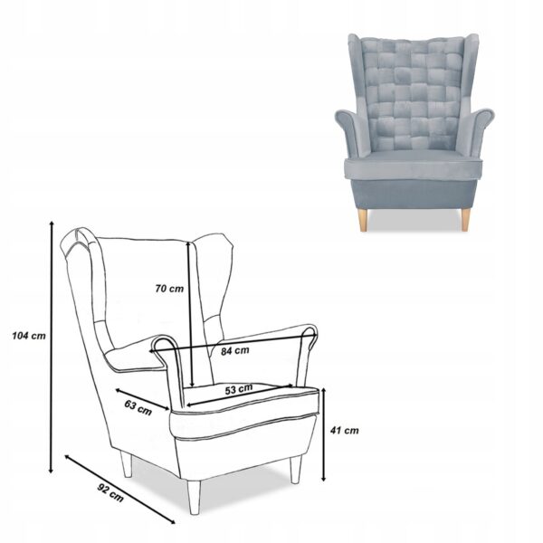 Zestaw wypoczynkowy Carol sofa fotele pufy paski błękitny - obrazek 8