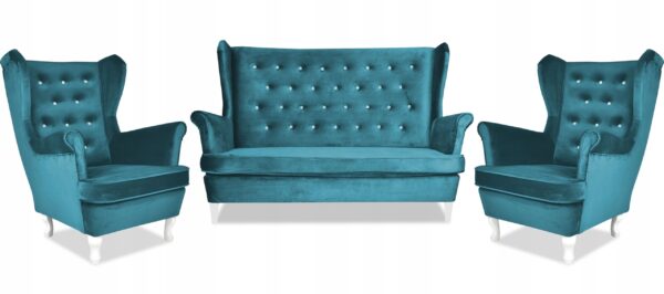 Zestaw wypoczynkowy mebli uszak Diana sofa fotele skandynawskie