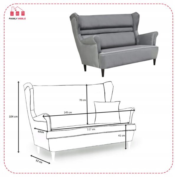 Zestaw wypoczynkowy mebli uszak Zoja sofa fotele pufy komplet nowy - obrazek 5