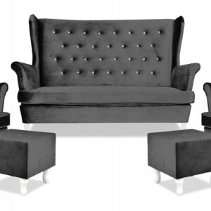 Zestaw wypoczynkowy mebli uszak Diana sofa fotele pufy komplet