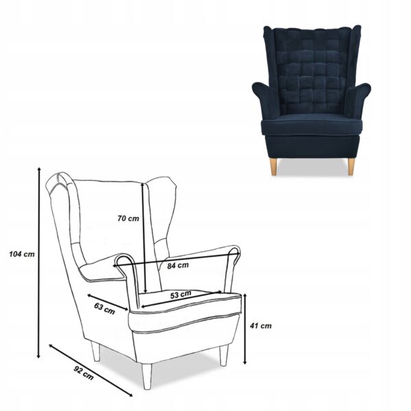 Zestaw wypoczynkowy Carol sofa fotele pufy paski granatowy - obrazek 8