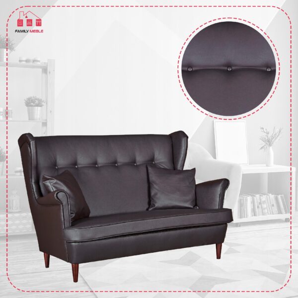 Zestaw wypoczynkowy mebli uszak Eko skóra sofa fotele pufy komplet - obrazek 4