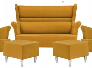 Zestaw wypoczynkowy mebli uszak Zoja sofa fotele pufy komplet nowy