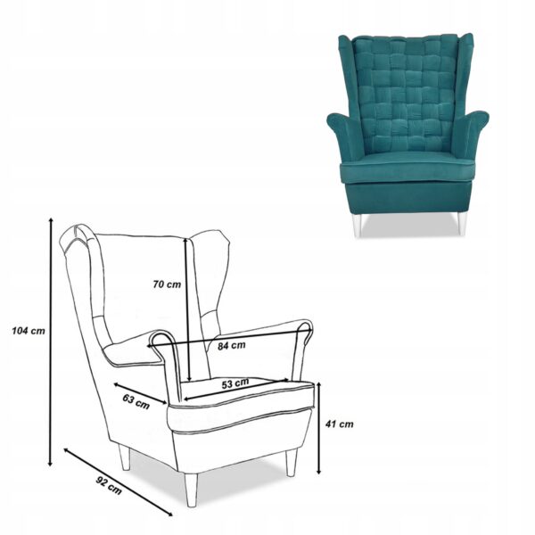 Zestaw wypoczynkowy Carol sofa fotele paski turkusowy - obrazek 8
