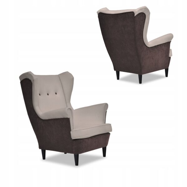 Zestaw wypoczynkowy uszak ARI DUO sofa fotele brąz - beż - obrazek 7
