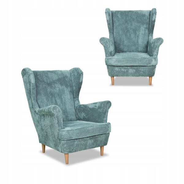 Zestaw wypoczynkowy uszak Bonito sofa fotele j.zielony sztruks - obrazek 7