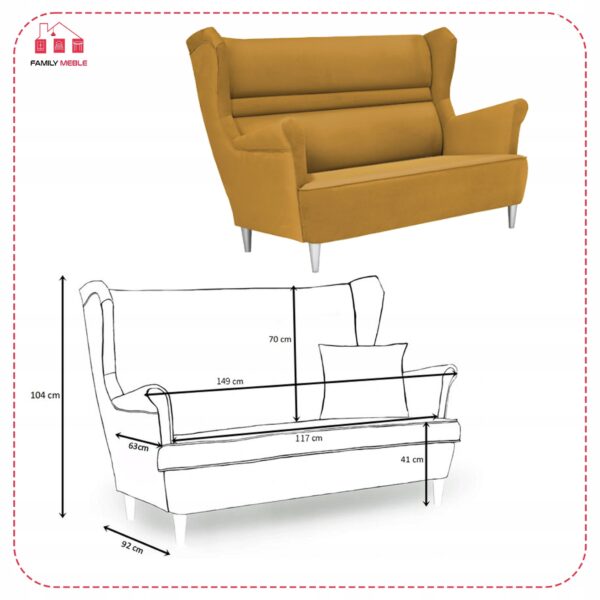 Zestaw wypoczynkowy mebli uszak Zoja sofa fotele pufy komplet nowy - obrazek 5