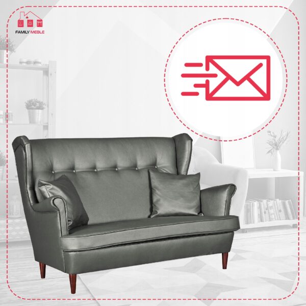 Zestaw wypoczynkowy mebli uszak Eko skóra sofa fotele pufy komplet - obrazek 4