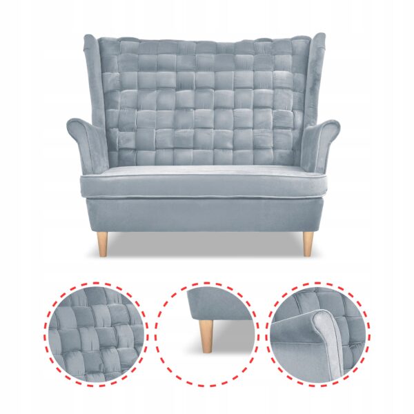 Zestaw wypoczynkowy Carol sofa fotele paski błękitny - obrazek 4