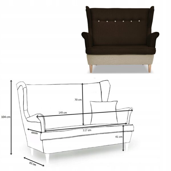 Zestaw wypoczynkowy ARI DUO sofa fotele beżowo - brązowy - obrazek 6