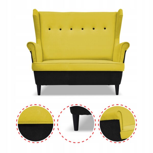 Zestaw wypoczynkowy ARI DUO sofa fotele czarno - żółty - obrazek 4