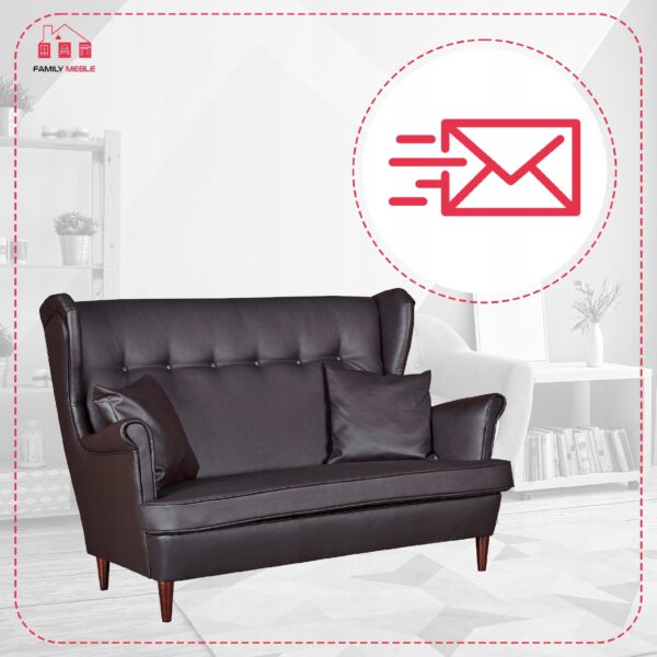 Zestaw wypoczynkowy mebli uszak Eko skóra sofa fotele pufy komplet - obrazek 5