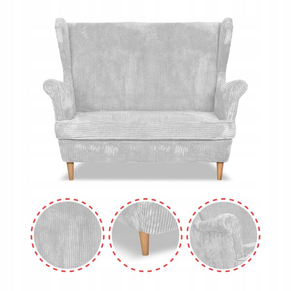 Zestaw wypoczynkowy uszak Bonito sofa fotele szary sztruks - obrazek 4