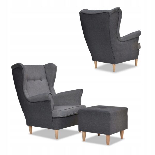 Zestaw wypoczynkowy ARI DUO sofa fotele pufy szaro - szary - obrazek 7