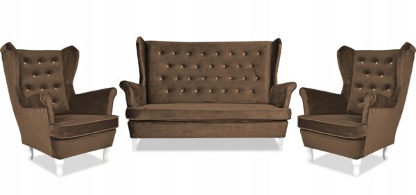 Zestaw wypoczynkowy mebli uszak Diana sofa fotele skandynawskie