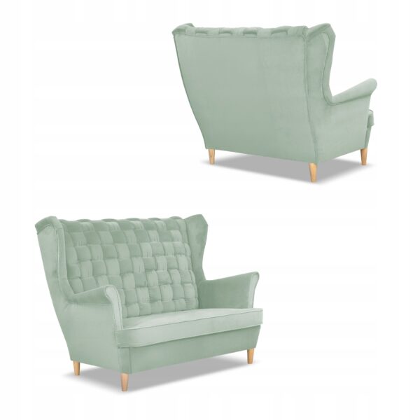 Zestaw wypoczynkowy Carol sofa fotele paski seledynowy - obrazek 5