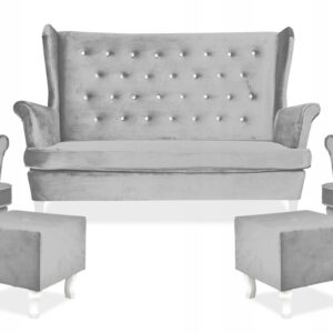 Zestaw wypoczynkowy mebli uszak Diana sofa fotele pufy komplet