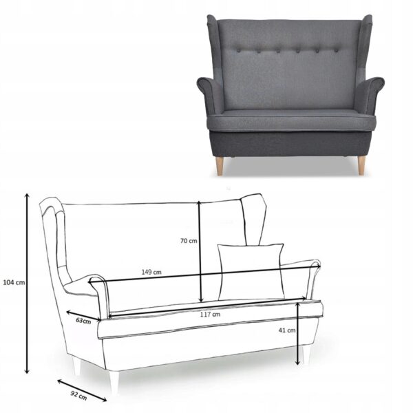 Zestaw wypoczynkowy ARI DUO sofa fotele pufy szaro - szary - obrazek 6