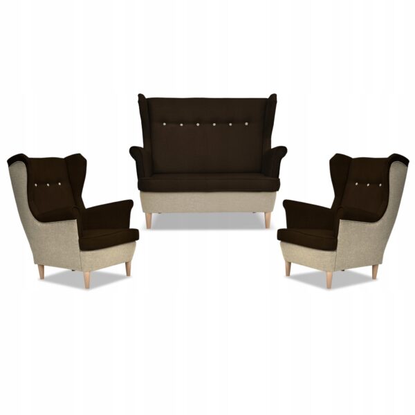 Zestaw wypoczynkowy ARI DUO sofa fotele beżowo - brązowy