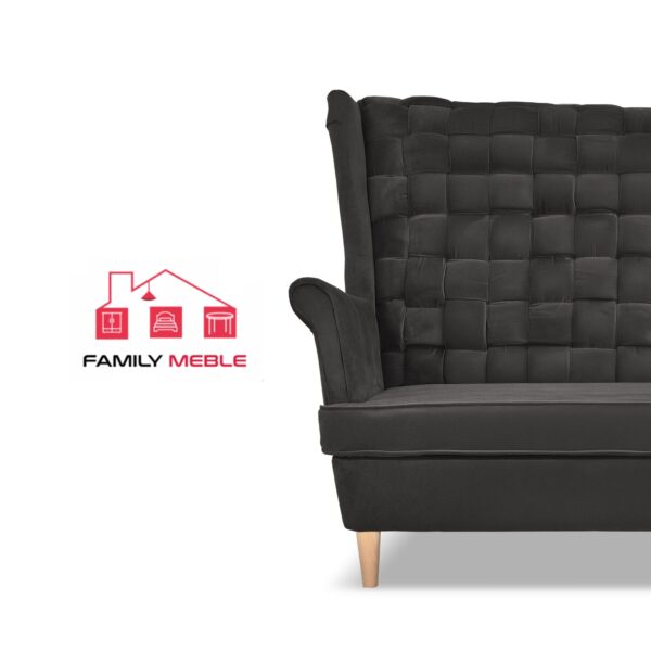 Zestaw wypoczynkowy Carol sofa fotele pufy paski grafitowy - obrazek 3