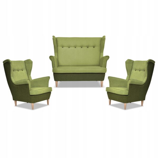Zestaw wypoczynkowy ARI DUO sofa fotele zielono - zielony