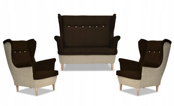 Zestaw wypoczynkowy ARI DUO sofa fotele beżowo - brązowy - obrazek 9