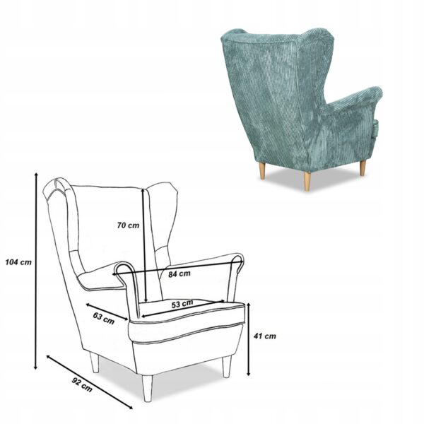 Zestaw wypoczynkowy uszak Bonito sofa fotele pufy j. zielony - obrazek 8