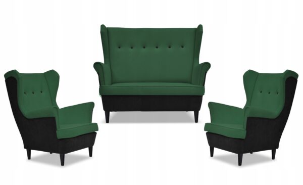 Zestaw wypoczynkowy ARI DUO sofa fotele czarno - zielony - obrazek 11