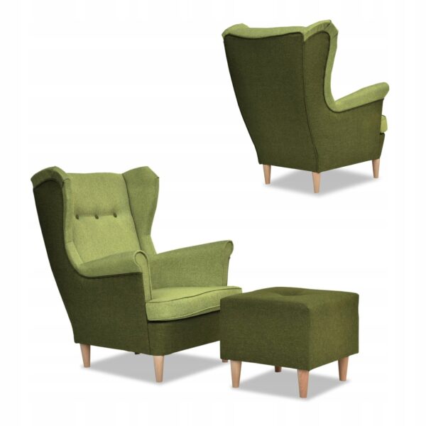 Zestaw wypoczynkowy ARI DUO sofa fotele pufy zielono - zielony - obrazek 7
