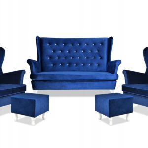 Zestaw wypoczynkowy mebli uszak Diana sofa fotele pufy komplet